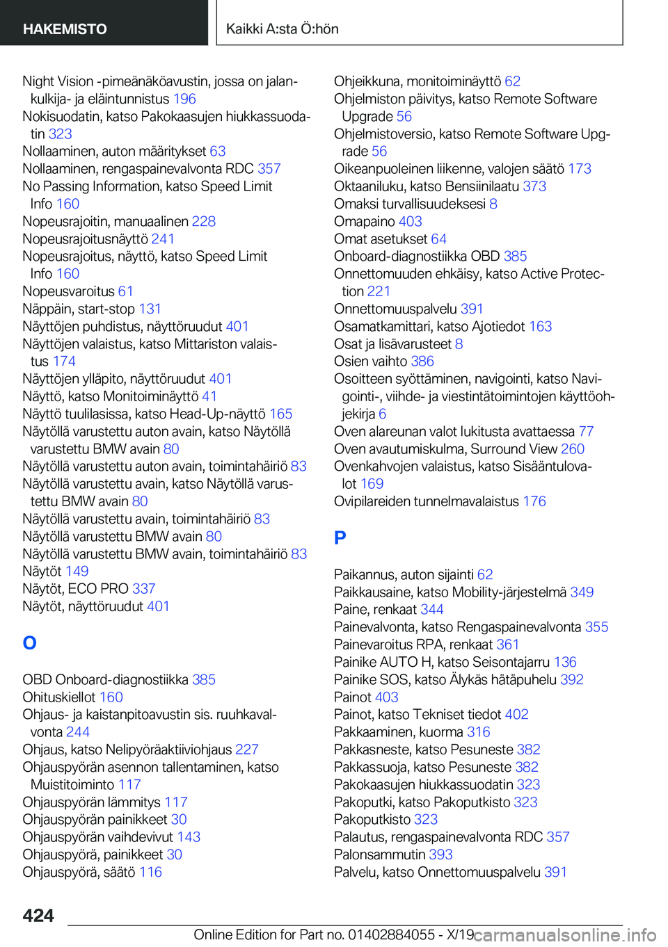 BMW 7 SERIES 2020  Omistajan Käsikirja (in Finnish) �N�i�g�h�t��V�i�s�i�o�n��-�p�i�m�e�