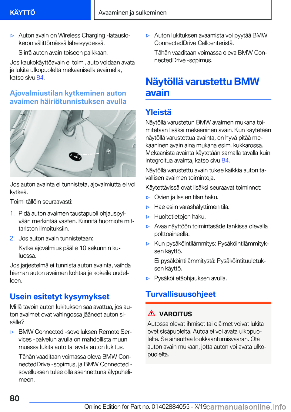 BMW 7 SERIES 2020  Omistajan Käsikirja (in Finnish) 'x�A�u�t�o�n��a�v�a�i�n��o�n��W�i�r�e�l�e�s�s��C�h�a�r�g�i�n�g��-�l�a�t�a�u�s�l�oj�k�e�r�o�n��v�