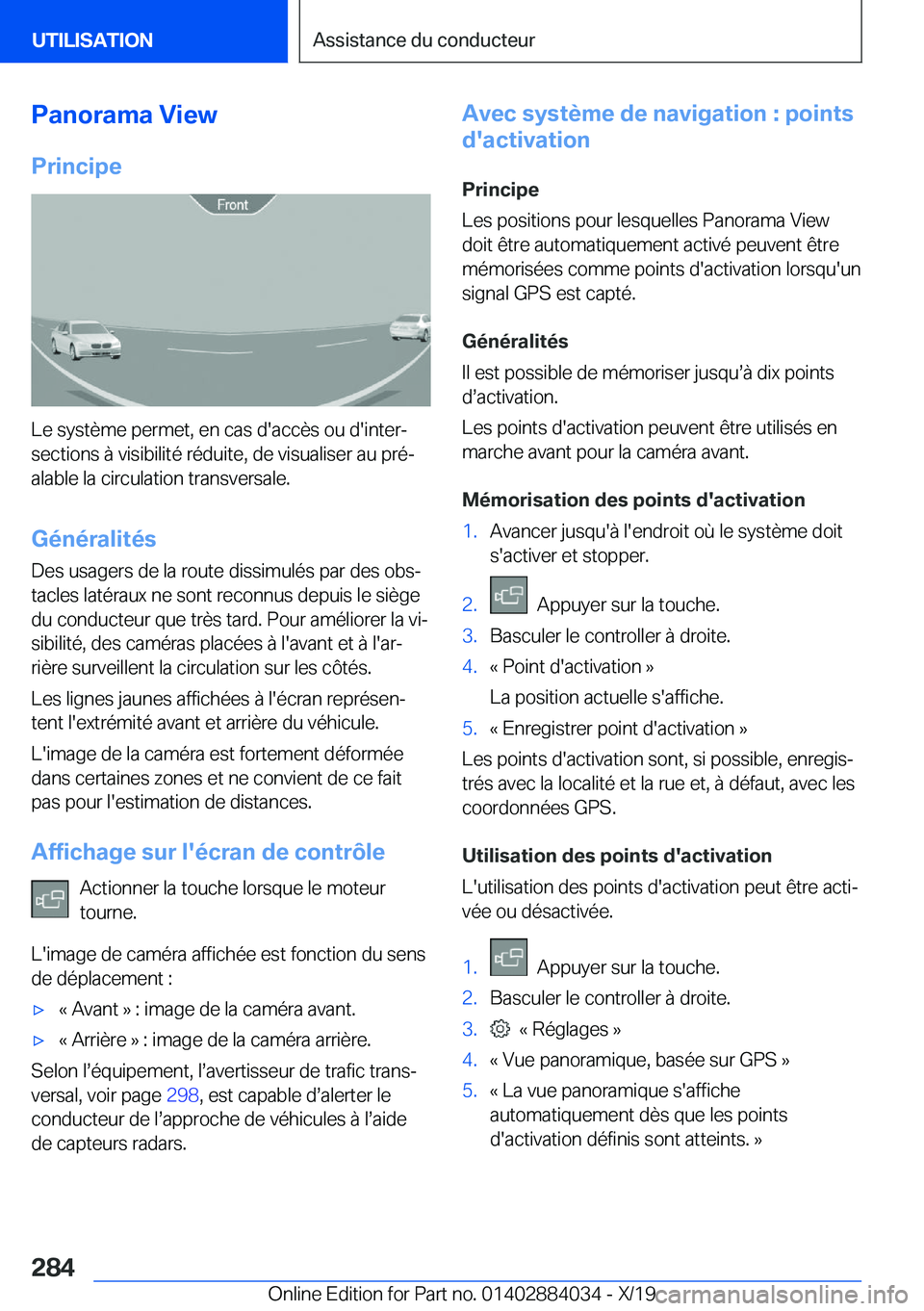 BMW 7 SERIES 2020  Notices Demploi (in French) �P�a�n�o�r�a�m�a��V�i�e�w
�P�r�i�n�c�i�p�e
�L�e��s�y�s�t�è�m�e��p�e�r�m�e�t�,��e�n��c�a�s��d�'�a�c�c�è�s��o�u��d�'�i�n�t�e�rj
�s�e�c�t�i�o�n�s��