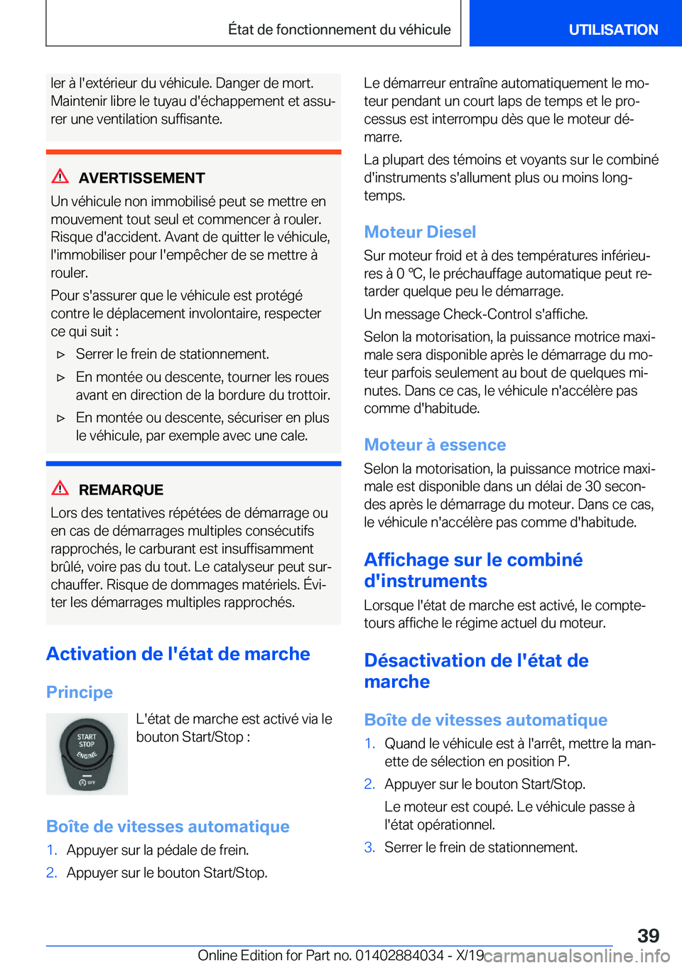 BMW 7 SERIES 2020  Notices Demploi (in French) �l�e�r��