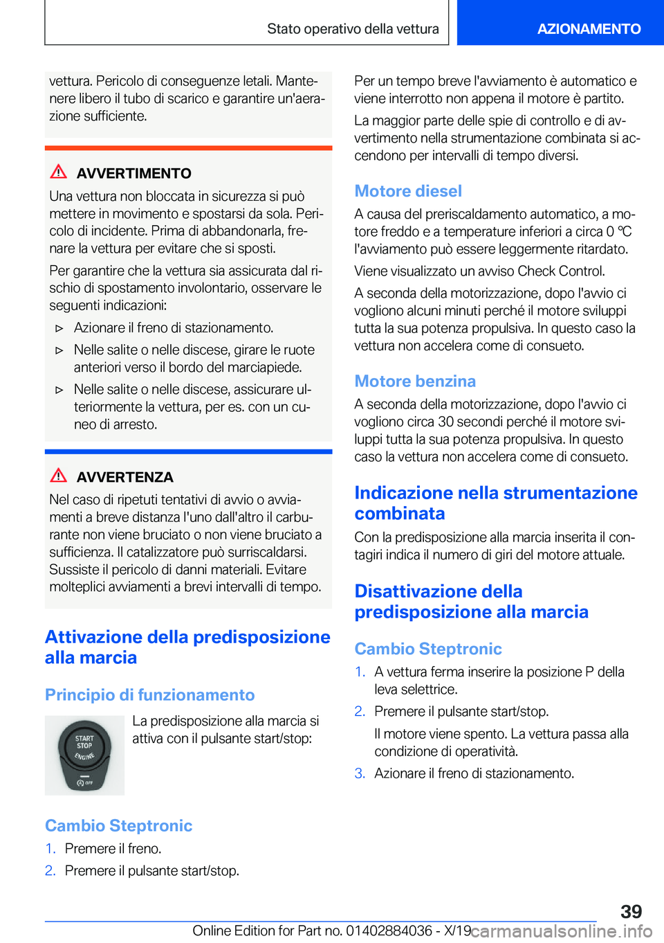 BMW 7 SERIES 2020  Libretti Di Uso E manutenzione (in Italian) �v�e�t�t�u�r�a�.��P�e�r�i�c�o�l�o��d�i��c�o�n�s�e�g�u�e�n�z�e��l�e�t�a�l�i�.��M�a�n�t�ej
�n�e�r�e��l�i�b�e�r�o��i�l��t�u�b�o��d�i��s�c�a�r�i�c�o��e��g�a�r�a�n�t�i�r�e��u�n�'�a�e�r�a