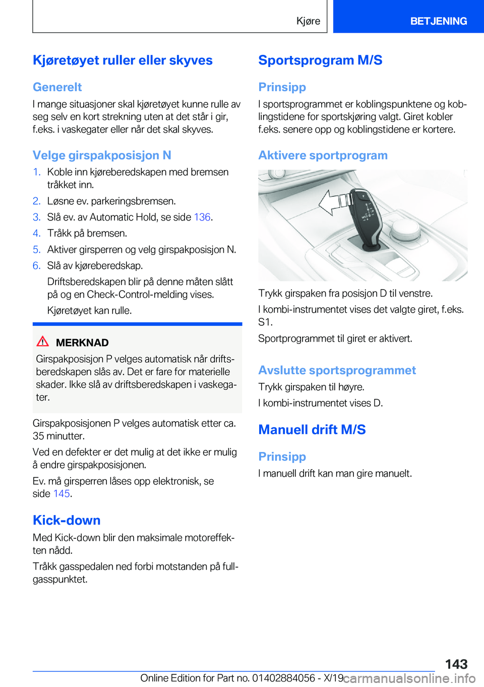 BMW 7 SERIES 2020  InstruksjonsbØker (in Norwegian) �K�j�