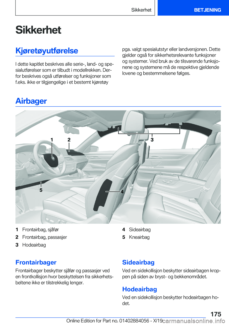 BMW 7 SERIES 2020  InstruksjonsbØker (in Norwegian) �S�i�k�k�e�r�h�e�t�K�j�