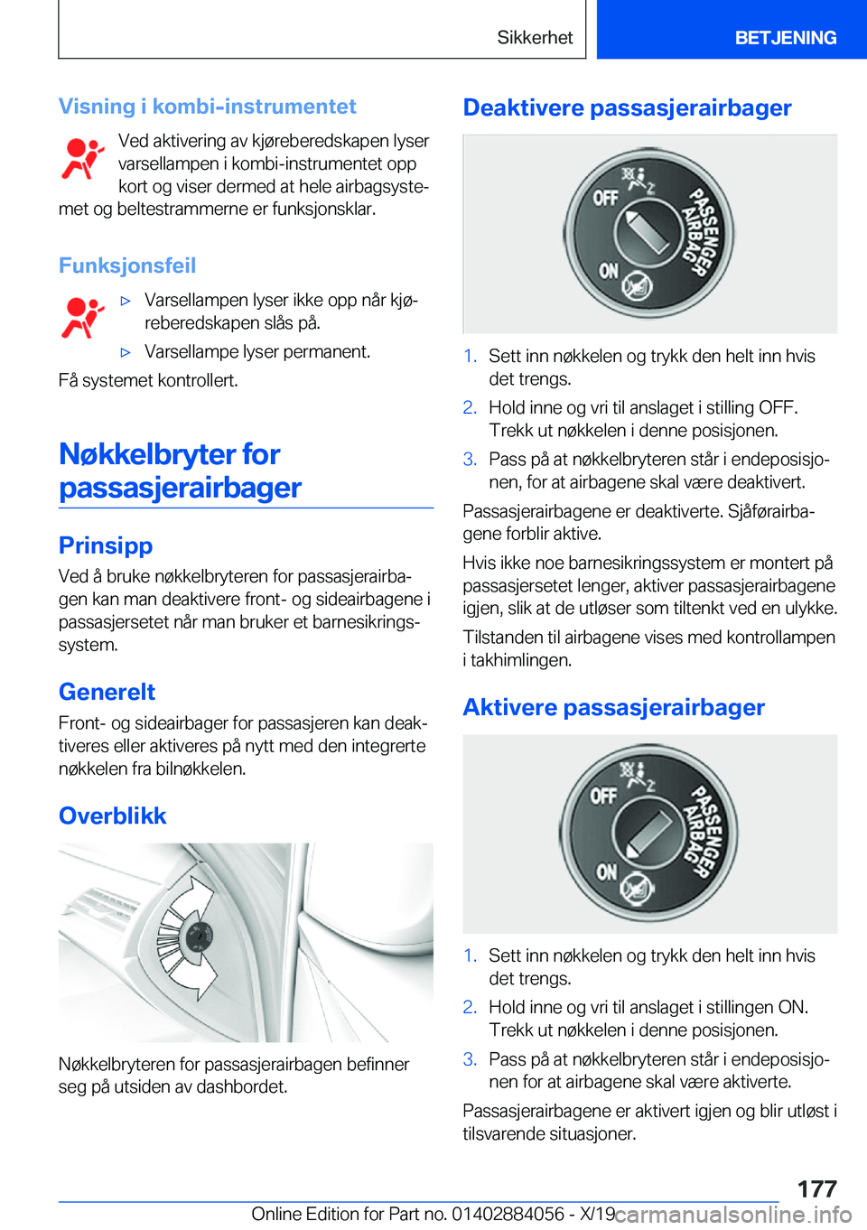 BMW 7 SERIES 2020  InstruksjonsbØker (in Norwegian) �V�i�s�n�i�n�g��i��k�o�m�b�i�-�i�n�s�t�r�u�m�e�n�t�e�t�V�e�d��a�k�t�i�v�e�r�i�n�g��a�v��k�j�