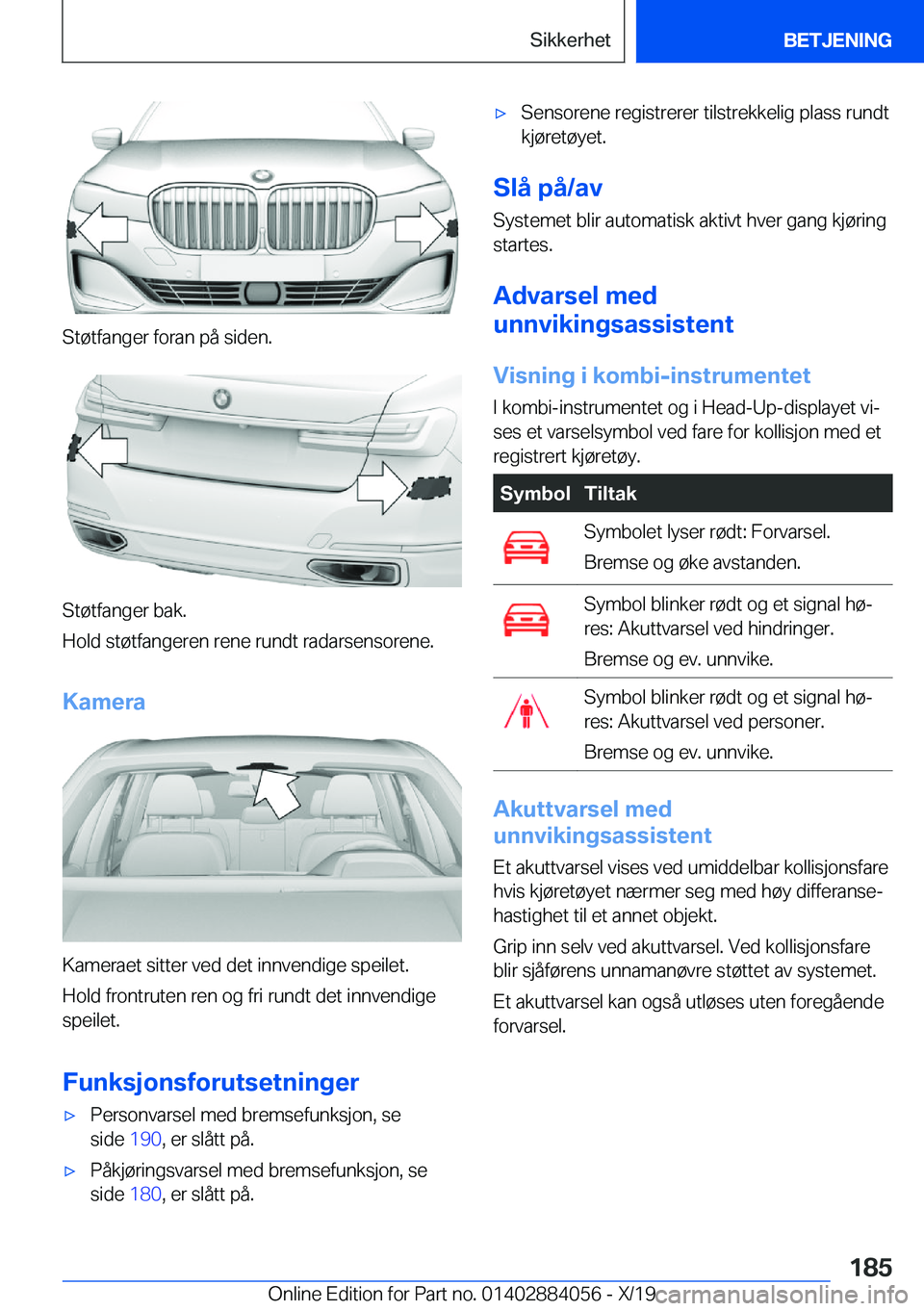 BMW 7 SERIES 2020  InstruksjonsbØker (in Norwegian) �S�t�