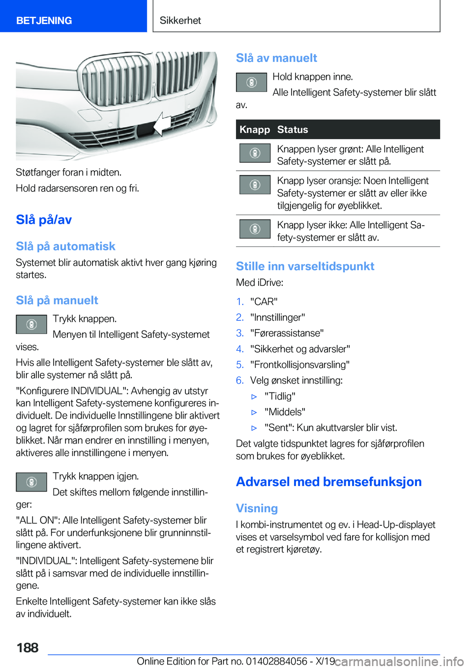BMW 7 SERIES 2020  InstruksjonsbØker (in Norwegian) �S�t�