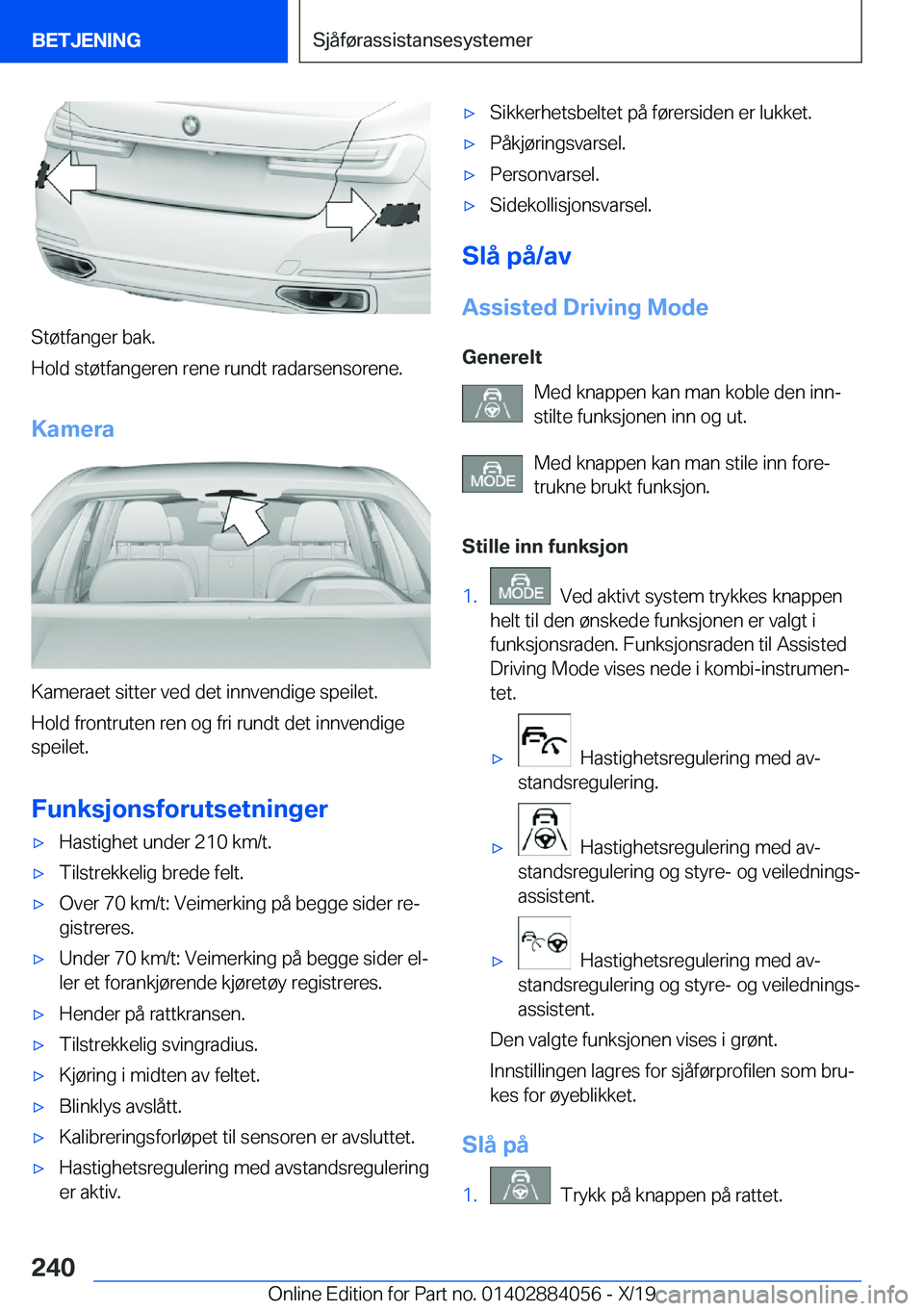 BMW 7 SERIES 2020  InstruksjonsbØker (in Norwegian) �S�t�