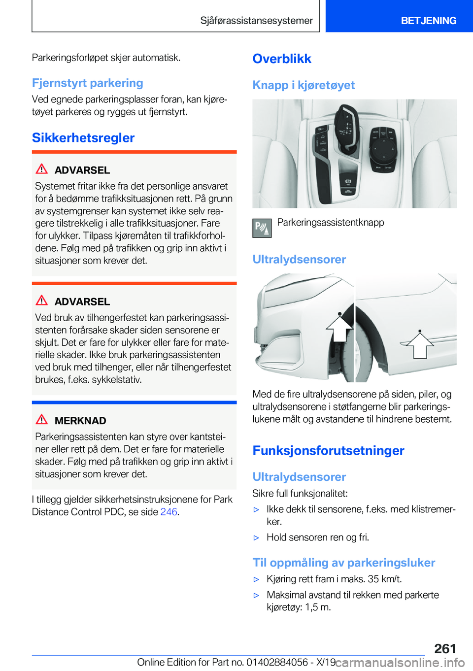 BMW 7 SERIES 2020  InstruksjonsbØker (in Norwegian) �P�a�r�k�e�r�i�n�g�s�f�o�r�l�