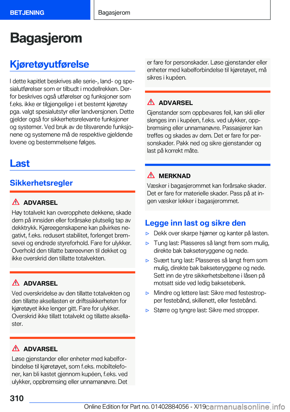 BMW 7 SERIES 2020  InstruksjonsbØker (in Norwegian) �B�a�g�a�s�j�e�r�o�m�K�j�