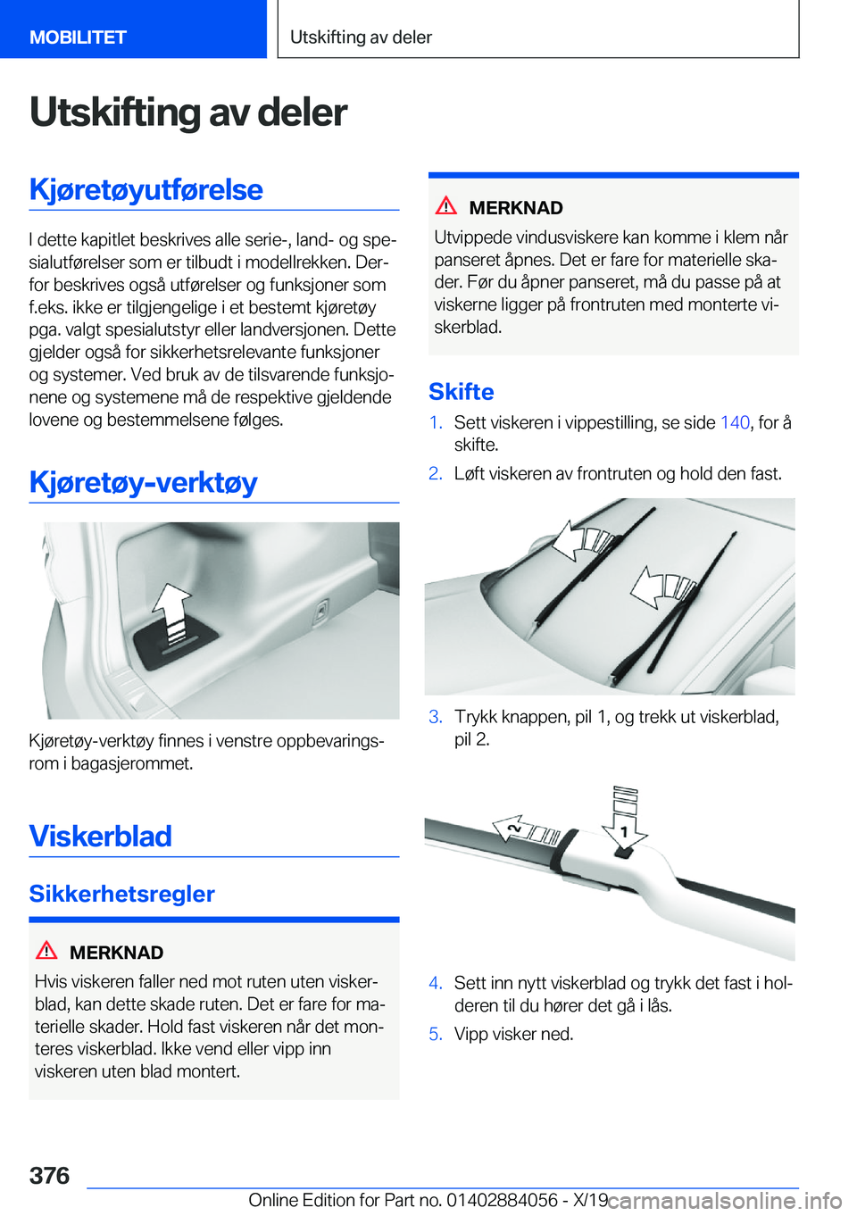 BMW 7 SERIES 2020  InstruksjonsbØker (in Norwegian) �U�t�s�k�i�f�t�i�n�g��a�v��d�e�l�e�r�K�j�