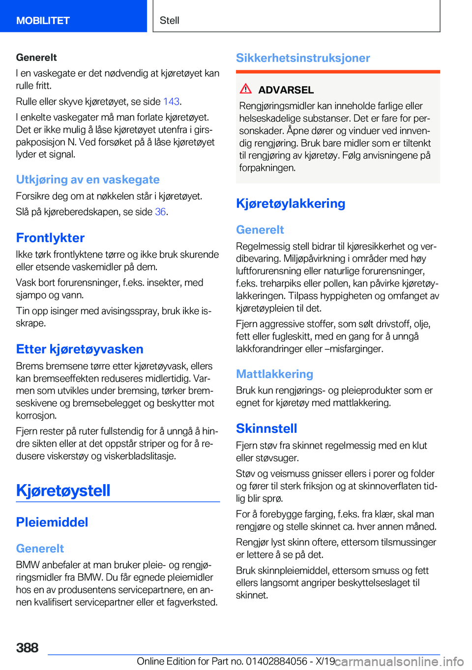 BMW 7 SERIES 2020  InstruksjonsbØker (in Norwegian) �G�e�n�e�r�e�l�t
�I��e�n��v�a�s�k�e�g�a�t�e��e�r��d�e�t��n�