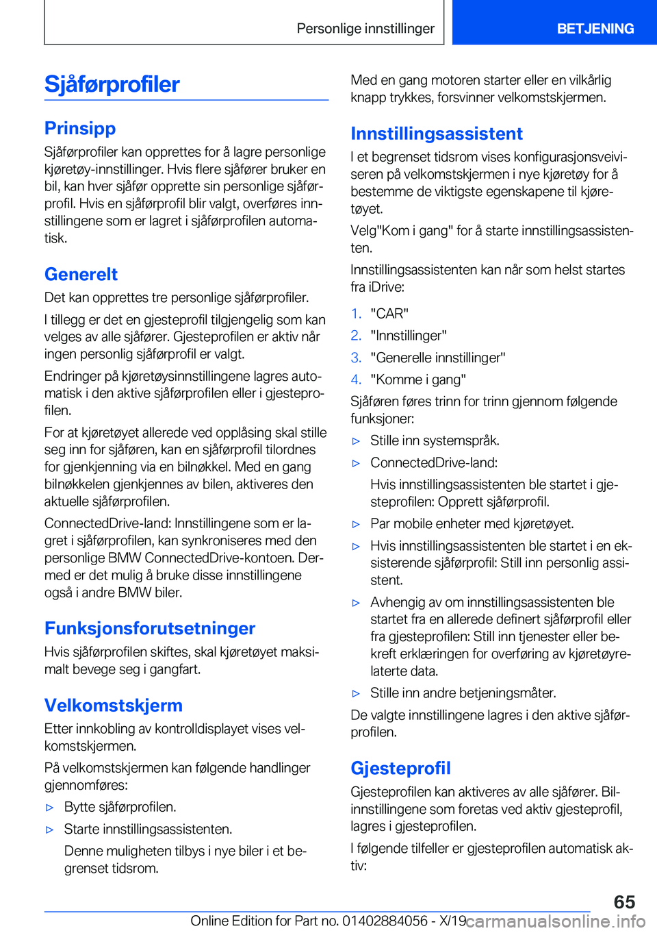 BMW 7 SERIES 2020  InstruksjonsbØker (in Norwegian) �S�j�å�f�