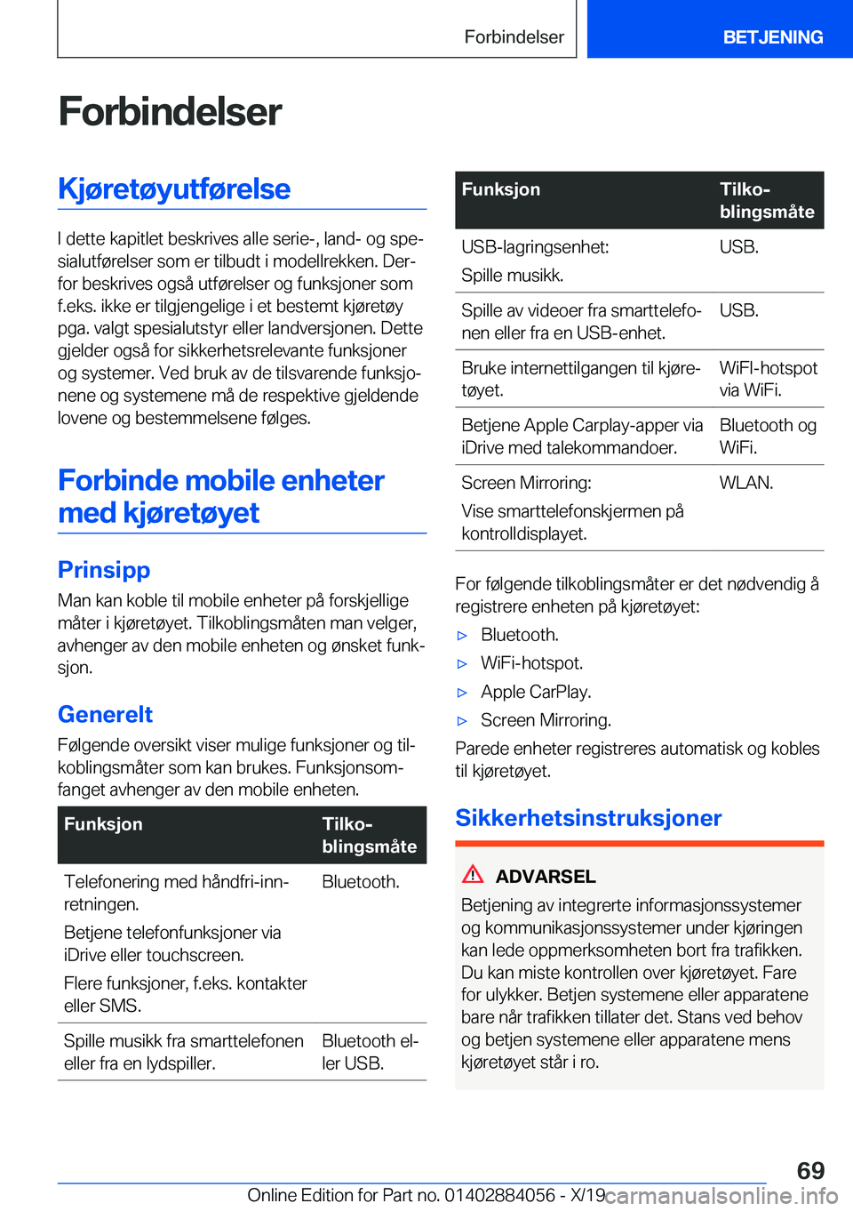 BMW 7 SERIES 2020  InstruksjonsbØker (in Norwegian) �F�o�r�b�i�n�d�e�l�s�e�r�K�j�