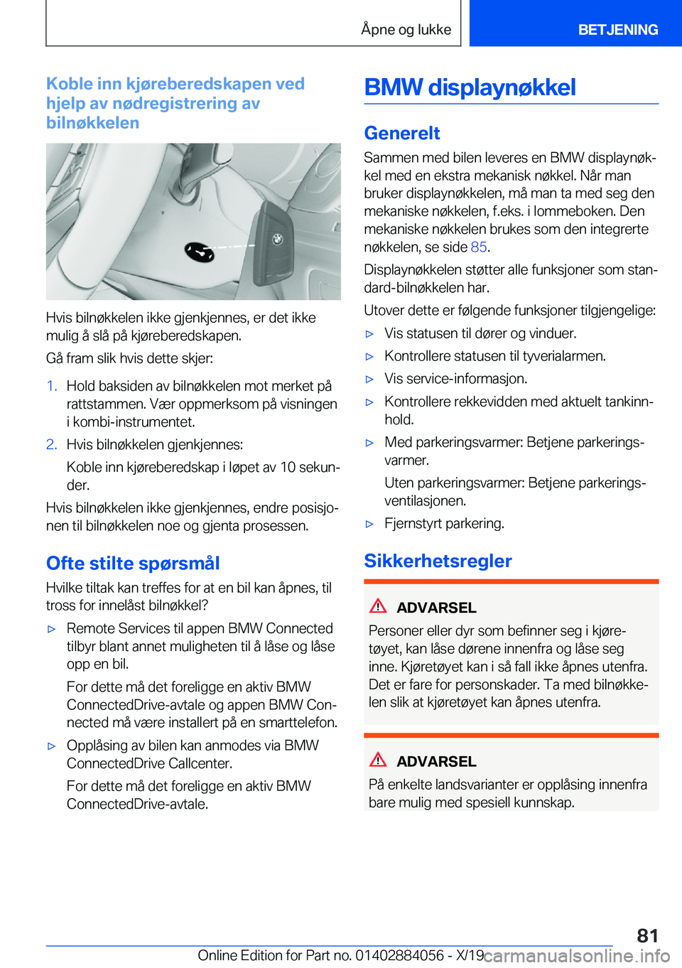 BMW 7 SERIES 2020  InstruksjonsbØker (in Norwegian) �K�o�b�l�e��i�n�n��k�j�