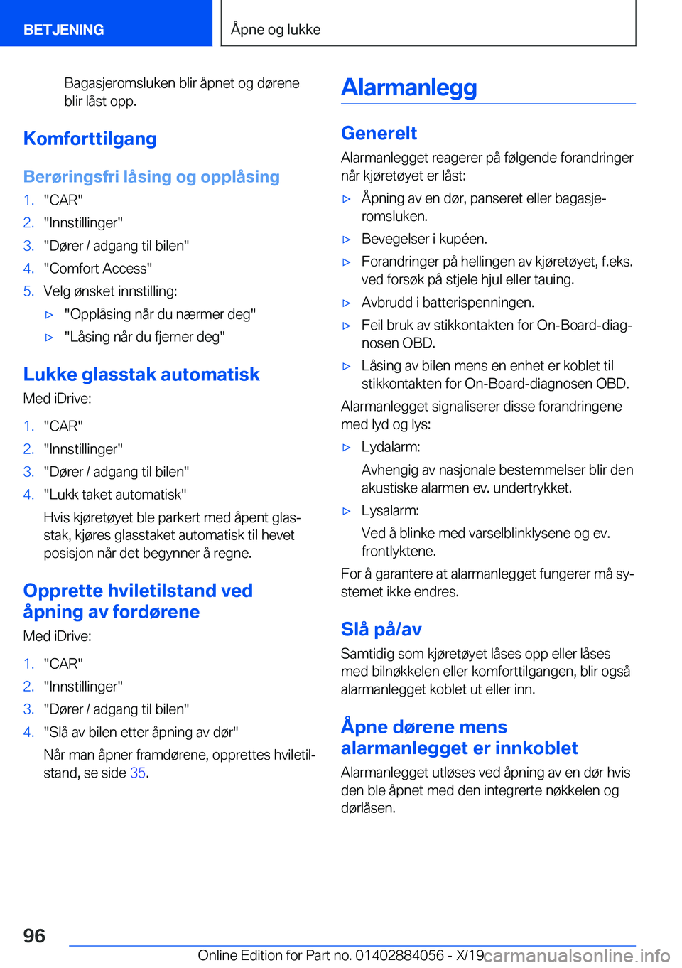BMW 7 SERIES 2020  InstruksjonsbØker (in Norwegian) �B�a�g�a�s�j�e�r�o�m�s�l�u�k�e�n��b�l�i�r��å�p�n�e�t��o�g��d�