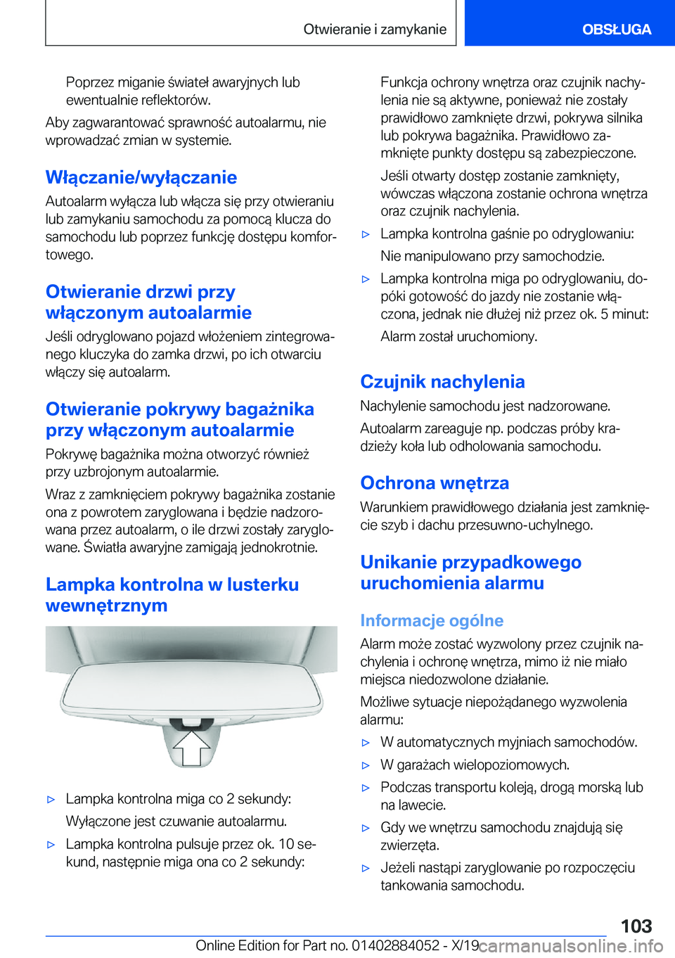 BMW 7 SERIES 2020  Instrukcja obsługi (in Polish) �P�o�p�r�z�e�z��m�i�g�a�n�i�e��w�i�a�t�e�ł��a�w�a�r�y�j�n�y�c�h��l�u�b
�e�w�e�n�t�u�a�l�n�i�e��r�e�f�l�e�k�t�o�r�