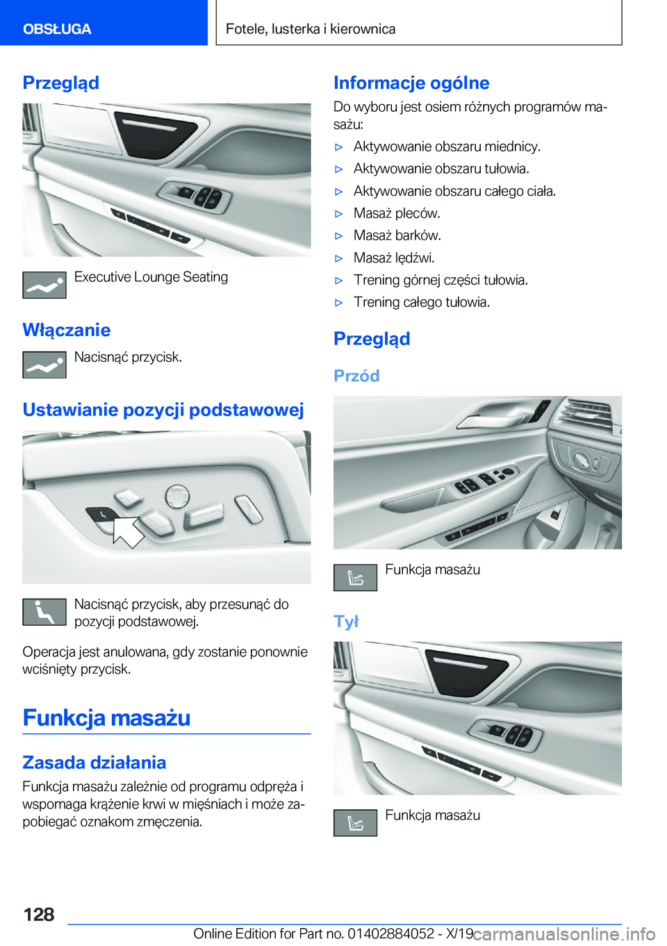 BMW 7 SERIES 2020  Instrukcja obsługi (in Polish) �P�r�z�e�g�l�ą�d
�E�x�e�c�u�t�i�v�e��L�o�u�n�g�e��S�e�a�t�i�n�g
�W�ł�ą�c�z�a�n�i�e �N�a�c�i�s�n�