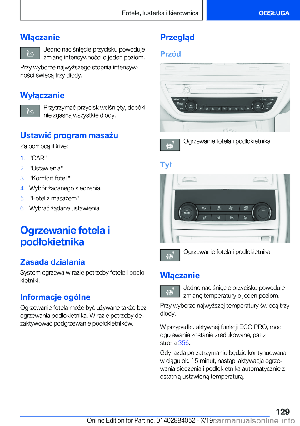 BMW 7 SERIES 2020  Instrukcja obsługi (in Polish) �W�ł�ą�c�z�a�n�i�e�J�e�d�n�o��n�a�c�i�n�i�