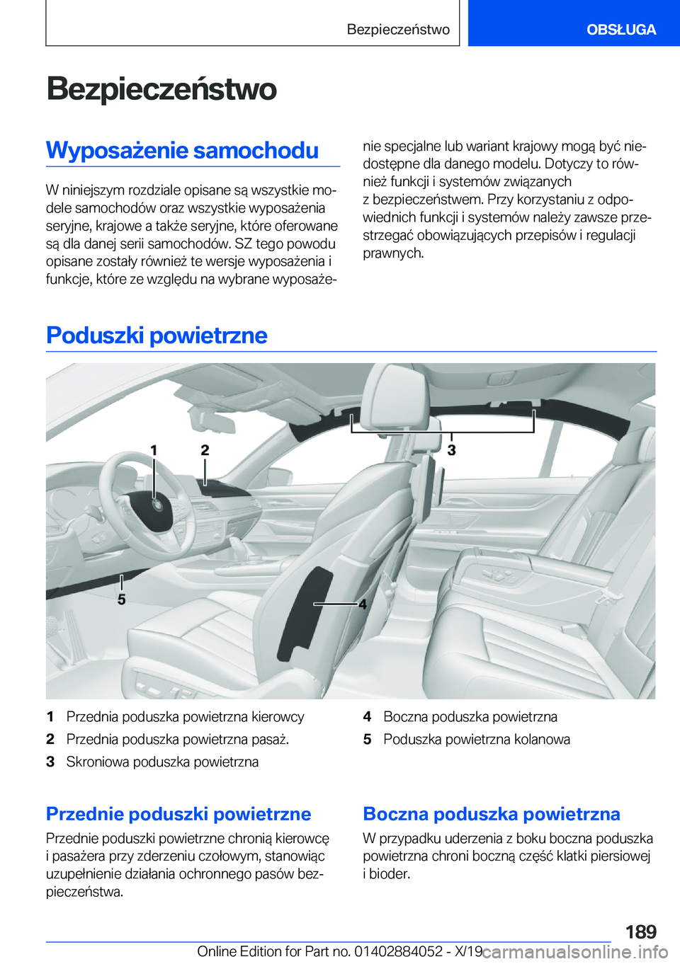 BMW 7 SERIES 2020  Instrukcja obsługi (in Polish) �B�e�z�p�i�e�c�z�e�