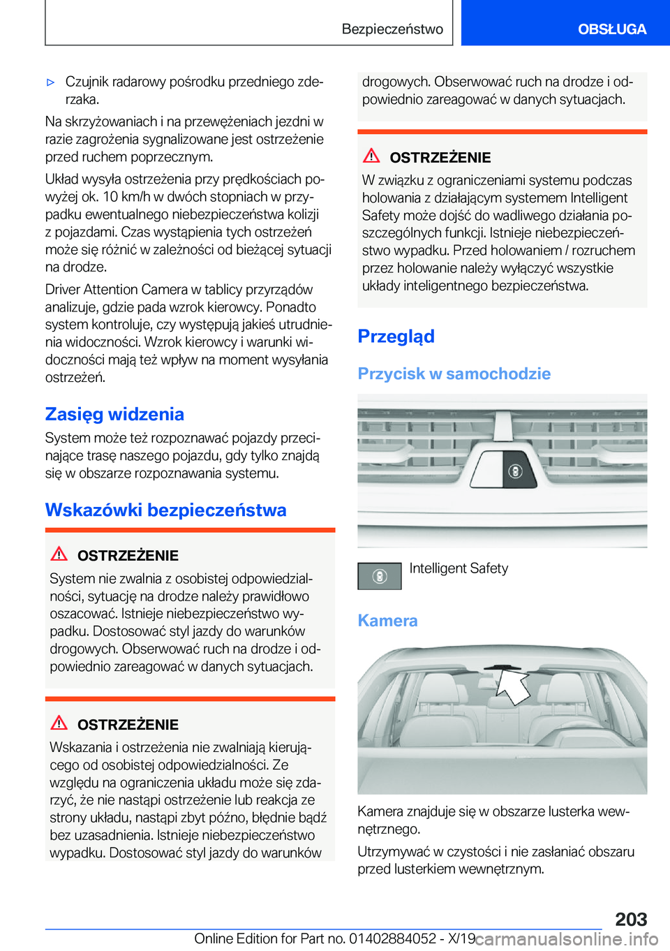 BMW 7 SERIES 2020  Instrukcja obsługi (in Polish) 'x�C�z�u�j�n�i�k��r�a�d�a�r�o�w�y��p�o�r�o�d�k�u��p�r�z�e�d�n�i�e�g�o��z�d�ej�r�z�a�k�a�.
�N�a��s�k�r�z�y9�o�w�a�n�i�a�c�h��i��n�a��p�r�z�e�w�