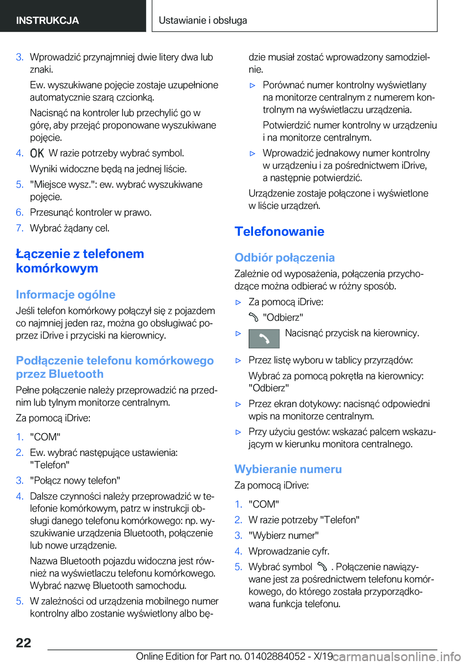 BMW 7 SERIES 2020  Instrukcja obsługi (in Polish) �3�.�W�p�r�o�w�a�d�z�i�
