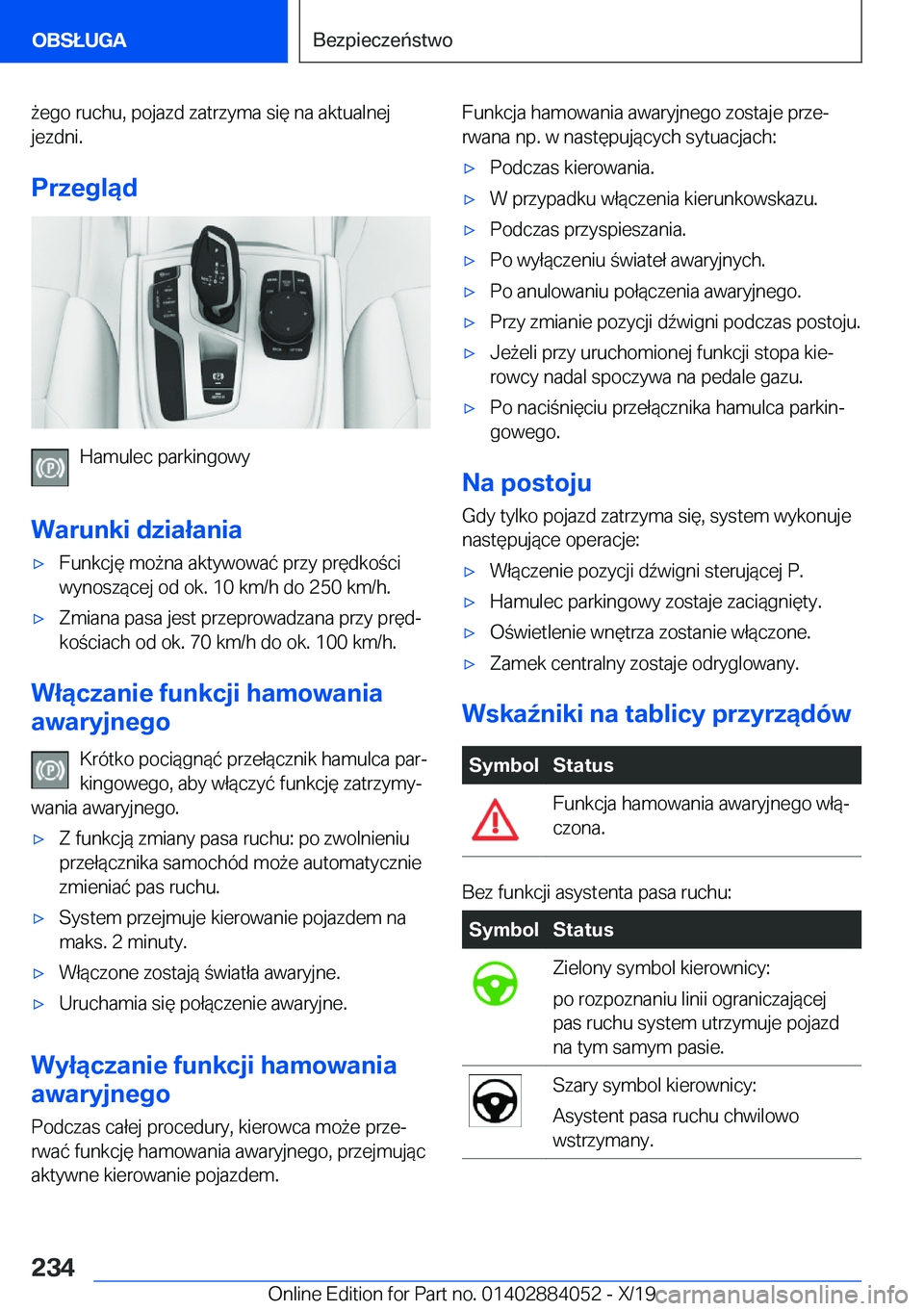 BMW 7 SERIES 2020  Instrukcja obsługi (in Polish) 9�e�g�o��r�u�c�h�u�,��p�o�j�a�z�d��z�a�t�r�z�y�m�a��s�i�