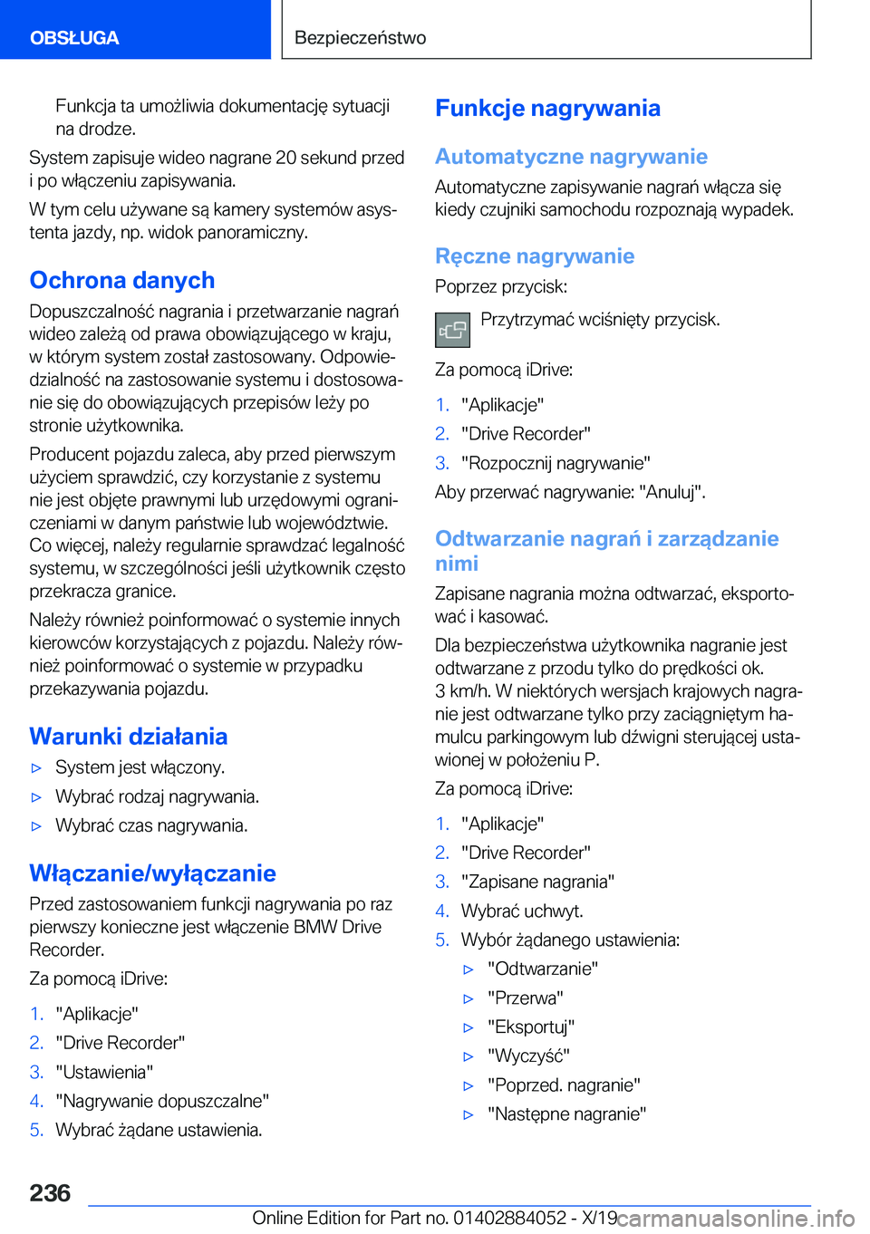 BMW 7 SERIES 2020  Instrukcja obsługi (in Polish) �F�u�n�k�c�j�a��t�a��u�m�o9�l�i�w�i�a��d�o�k�u�m�e�n�t�a�c�j�