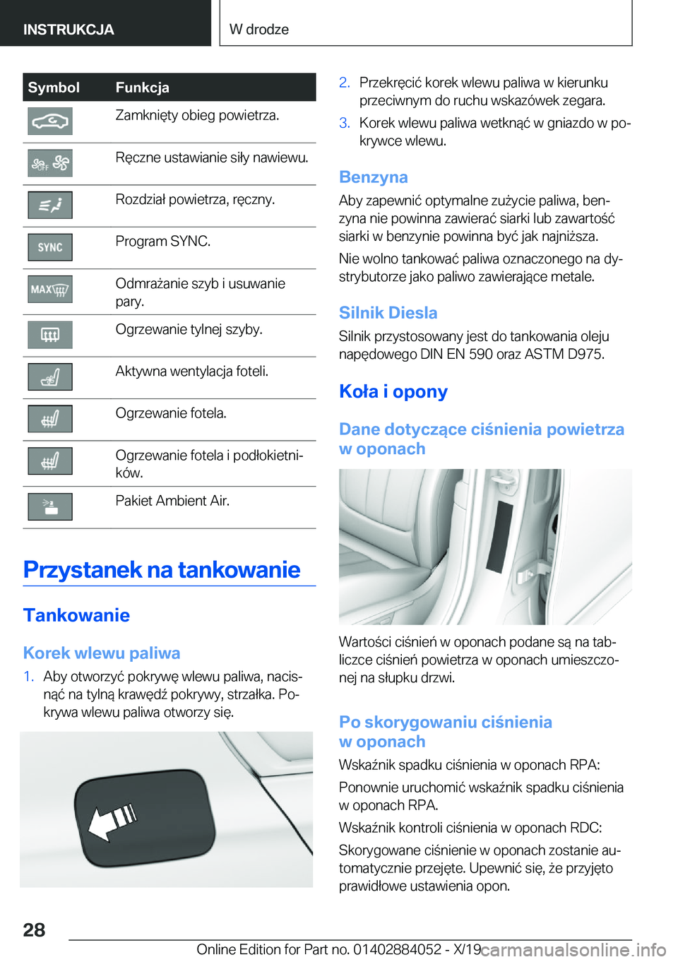 BMW 7 SERIES 2020  Instrukcja obsługi (in Polish) �S�y�m�b�o�l�F�u�n�k�c�j�a�Z�a�m�k�n�i�