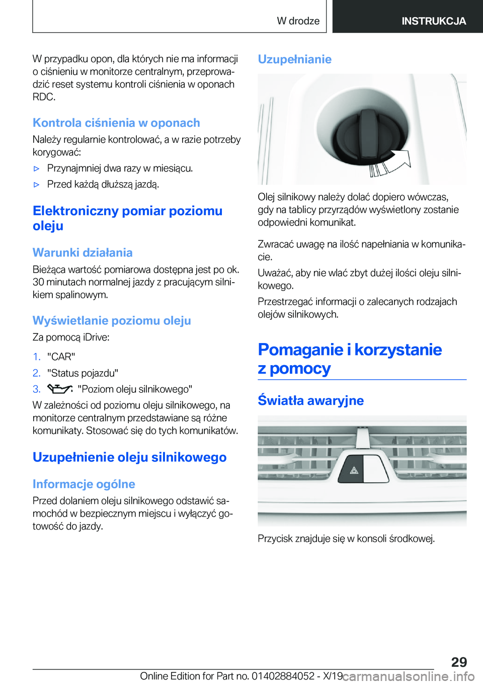 BMW 7 SERIES 2020  Instrukcja obsługi (in Polish) �W��p�r�z�y�p�a�d�k�u��o�p�o�n�,��d�l�a��k�t�