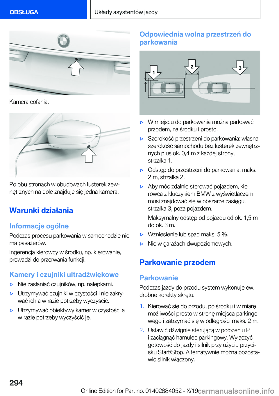 BMW 7 SERIES 2020  Instrukcja obsługi (in Polish) �K�a�m�e�r�a��c�o�f�a�n�i�a�.
�P�o��o�b�u��s�t�r�o�n�a�c�h��w��o�b�u�d�o�w�a�c�h��l�u�s�t�e�r�e�k��z�e�wj
�n�