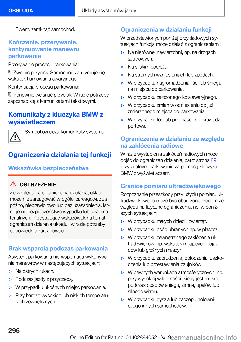 BMW 7 SERIES 2020  Instrukcja obsługi (in Polish) �E�w�e�n�t�.��z�a�m�k�n�