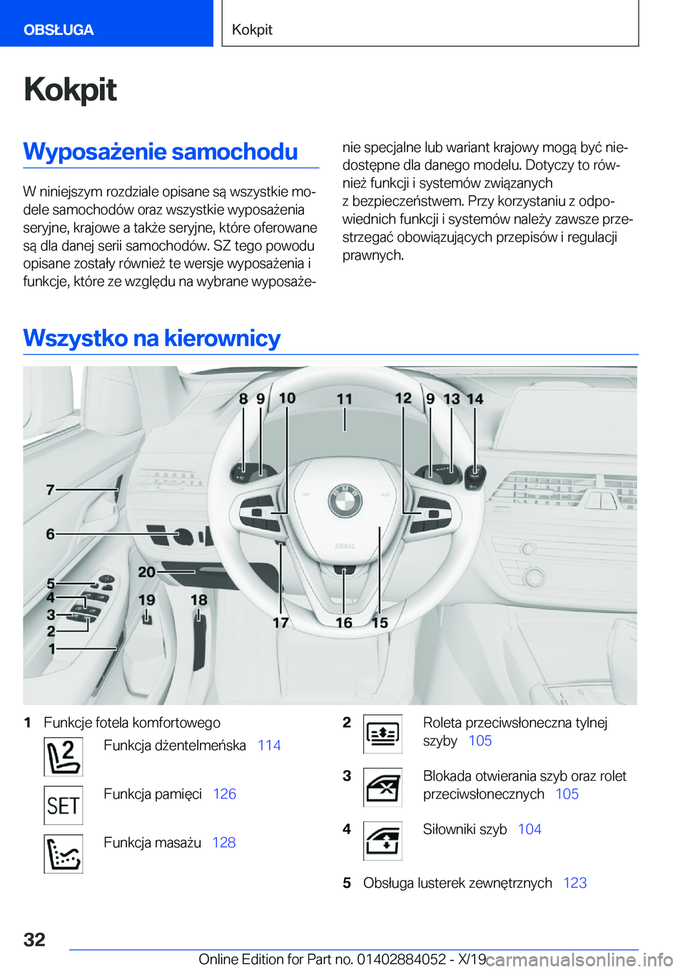 BMW 7 SERIES 2020  Instrukcja obsługi (in Polish) �K�o�k�p�i�t�W�y�p�o�s�a9�e�n�i�e��s�a�m�o�c�h�o�d�u
�W��n�i�n�i�e�j�s�z�y�m��r�o�z�d�z�i�a�l�e��o�p�i�s�a�n�e��s�