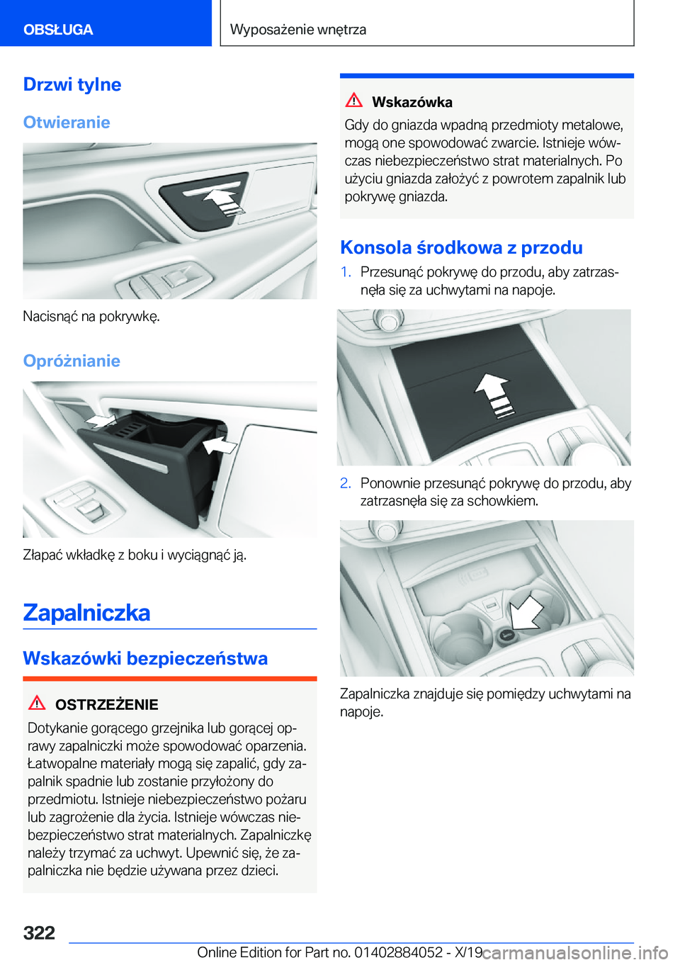 BMW 7 SERIES 2020  Instrukcja obsługi (in Polish) �D�r�z�w�i��t�y�l�n�e
�O�t�w�i�e�r�a�n�i�e
�N�a�c�i�s�n�