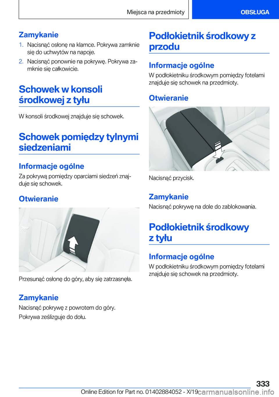 BMW 7 SERIES 2020  Instrukcja obsługi (in Polish) �Z�a�m�y�k�a�n�i�e�1�.�N�a�c�i�s�n�