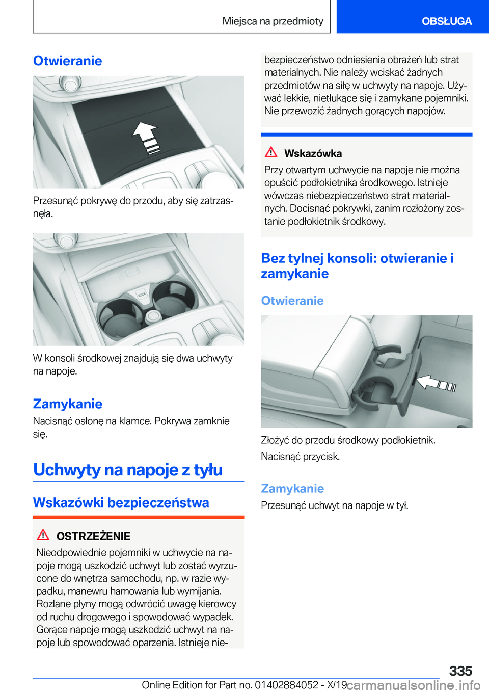 BMW 7 SERIES 2020  Instrukcja obsługi (in Polish) �O�t�w�i�e�r�a�n�i�e
�P�r�z�e�s�u�n�