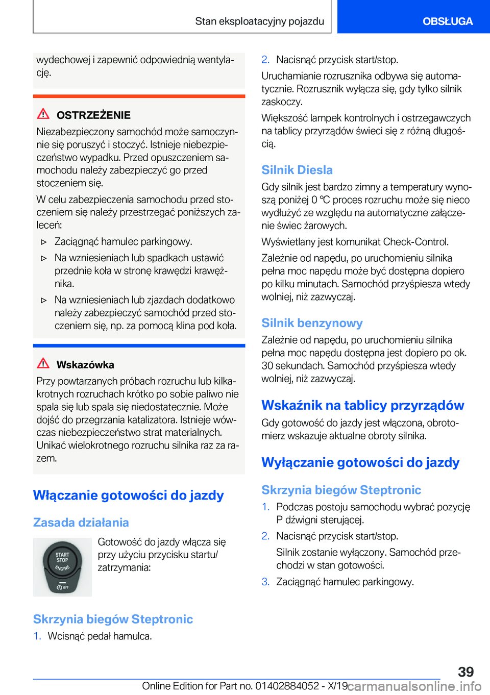 BMW 7 SERIES 2020  Instrukcja obsługi (in Polish) �w�y�d�e�c�h�o�w�e�j��i��z�a�p�e�w�n�i�