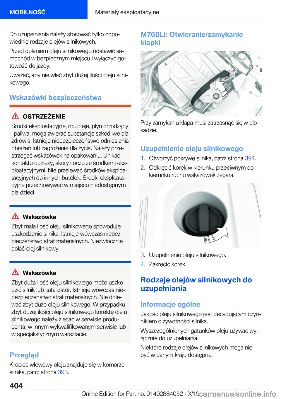 BMW 7 SERIES 2020  Instrukcja obsługi (in Polish) �D�o��u�z�u�p�e�ł�n�i�a�n�i�a��n�a�l�e9�y��s�t�o�s�o�w�a�