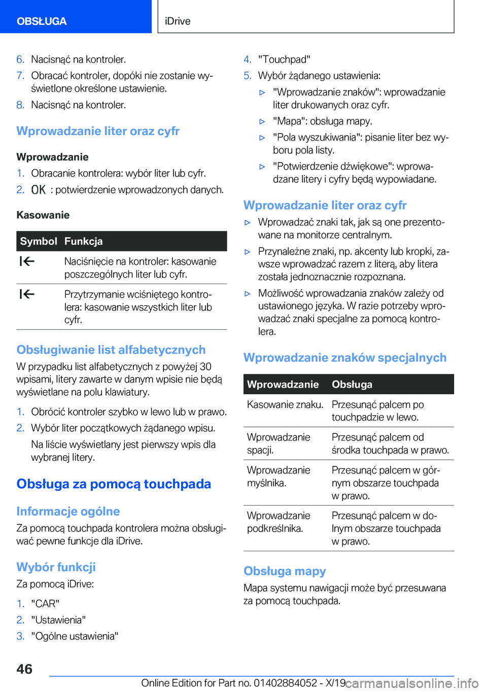 BMW 7 SERIES 2020  Instrukcja obsługi (in Polish) �6�.�N�a�c�i�s�n�