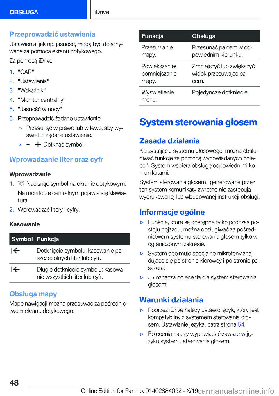 BMW 7 SERIES 2020  Instrukcja obsługi (in Polish) �P�r�z�e�p�r�o�w�a�d�z�i�ć��u�s�t�a�w�i�e�n�i�a
�U�s�t�a�w�i�e�n�i�a�,��j�a�k��n�p�.��j�a�s�n�o�