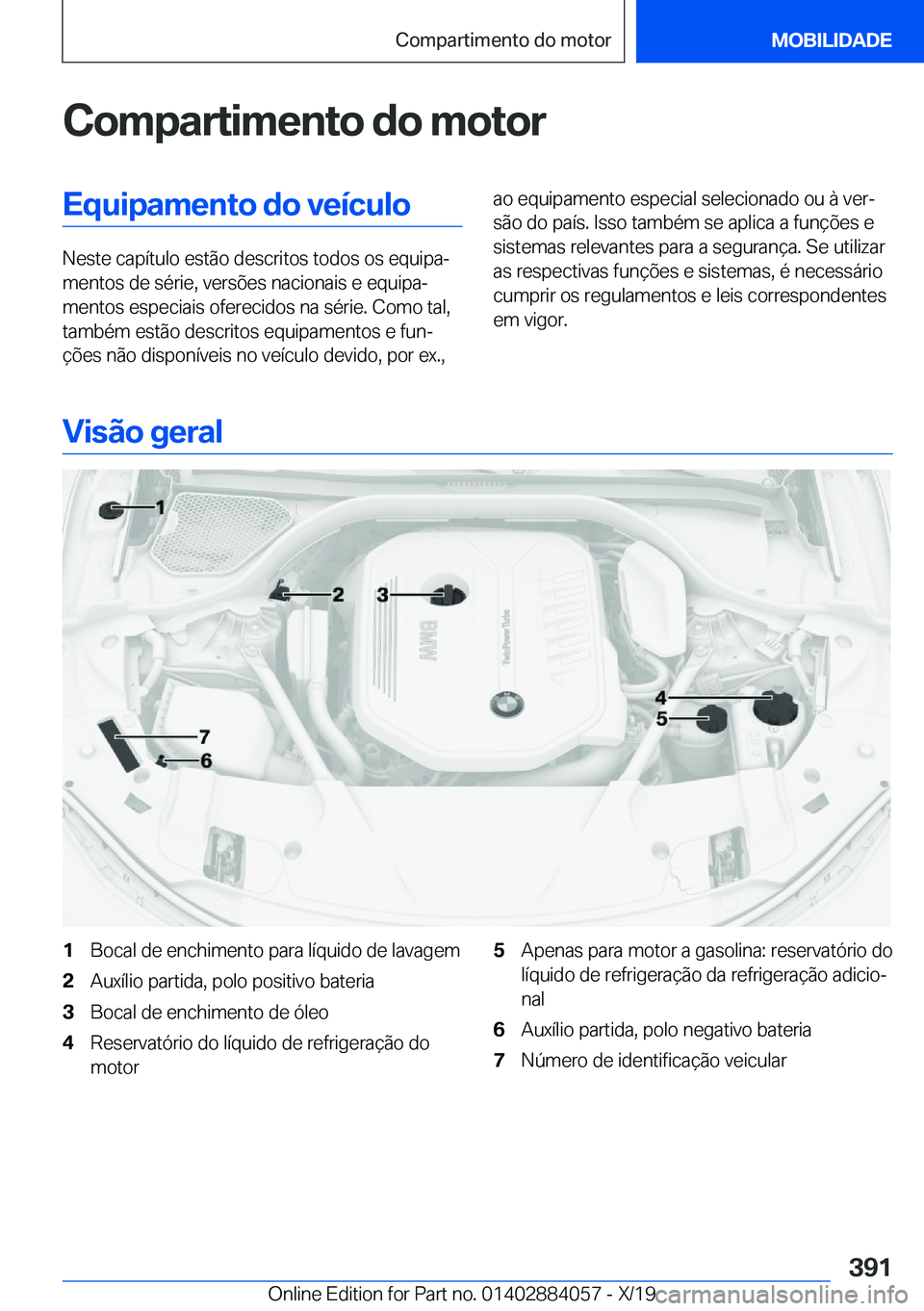 BMW 7 SERIES 2020  Manual do condutor (in Portuguese) �C�o�m�p�a�r�t�i�m�e�n�t�o��d�o��m�o�t�o�r�E�q�u�i�p�a�m�e�n�t�o��d�o��v�e�