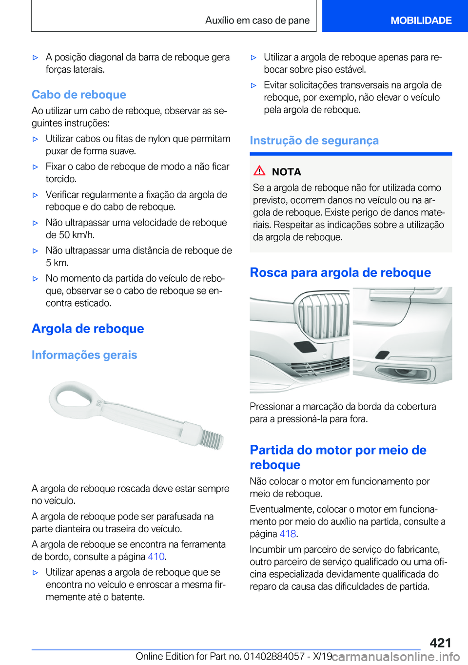 BMW 7 SERIES 2020  Manual do condutor (in Portuguese) 'x�A��p�o�s�i�