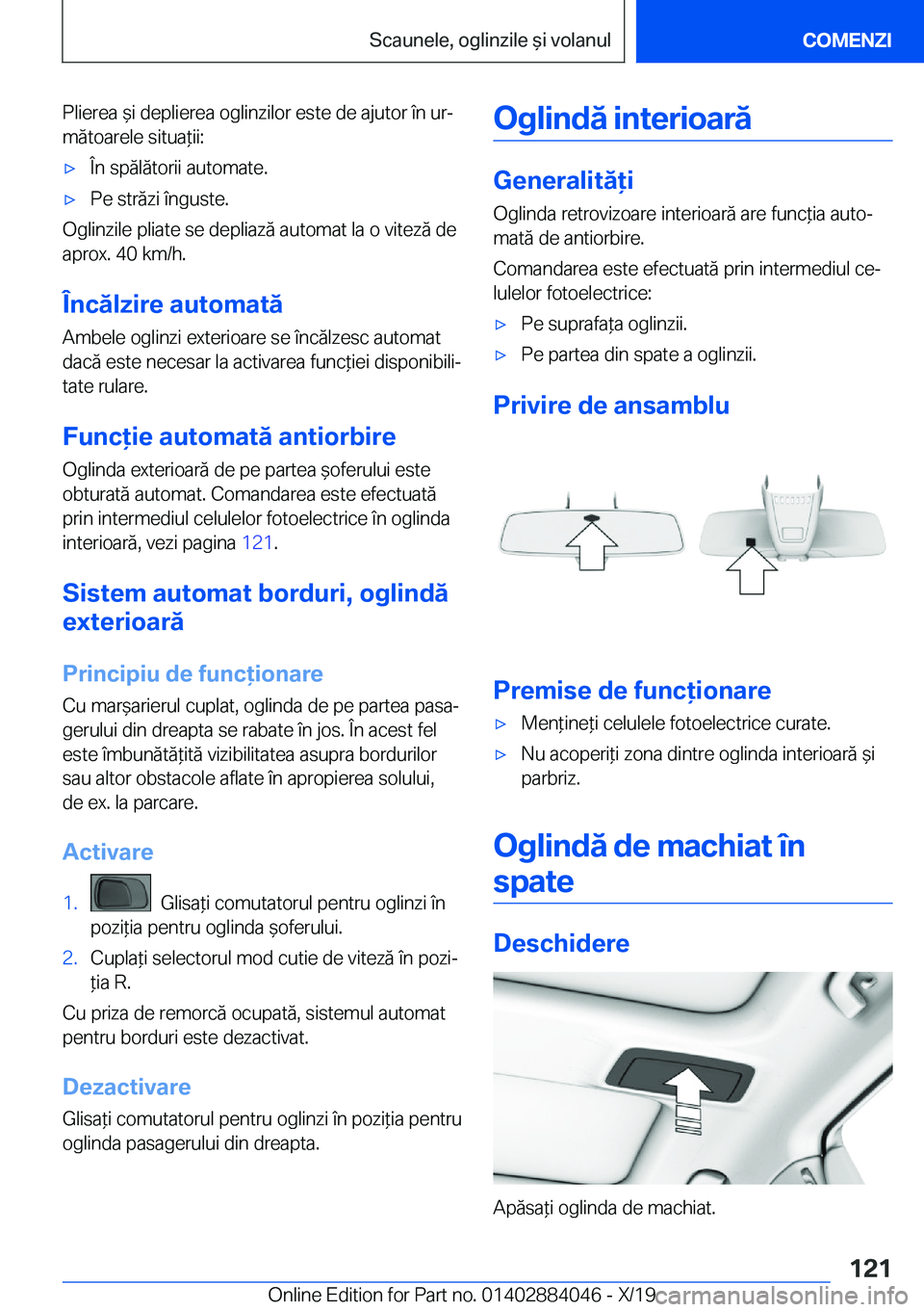 BMW 7 SERIES 2020  Ghiduri De Utilizare (in Romanian) �P�l�i�e�r�e�a�&�i��d�e�p�l�i�e�r�e�a��o�g�l�i�n�z�i�l�o�r��e�s�t�e��d�e��a�j�u�t�o�r��