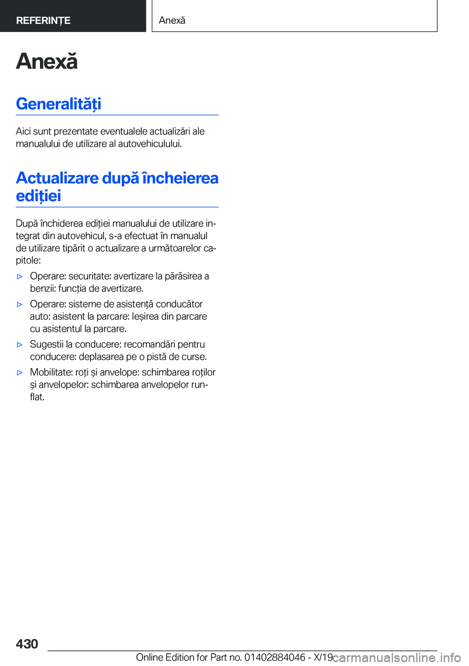 BMW 7 SERIES 2020  Ghiduri De Utilizare (in Romanian) �A�n�e�x�