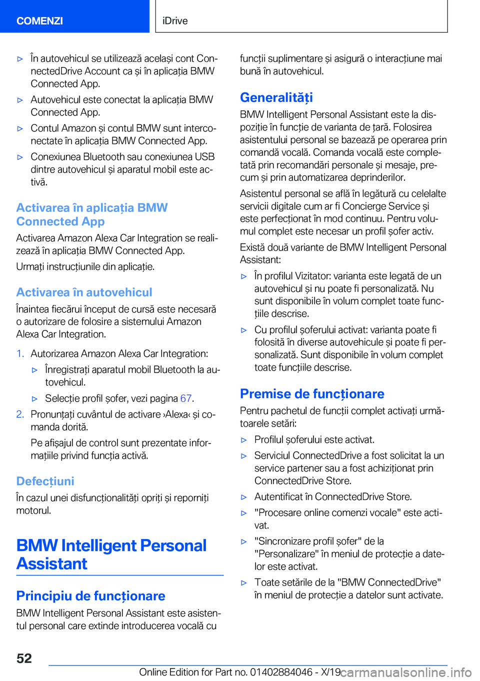 BMW 7 SERIES 2020  Ghiduri De Utilizare (in Romanian) 'x�