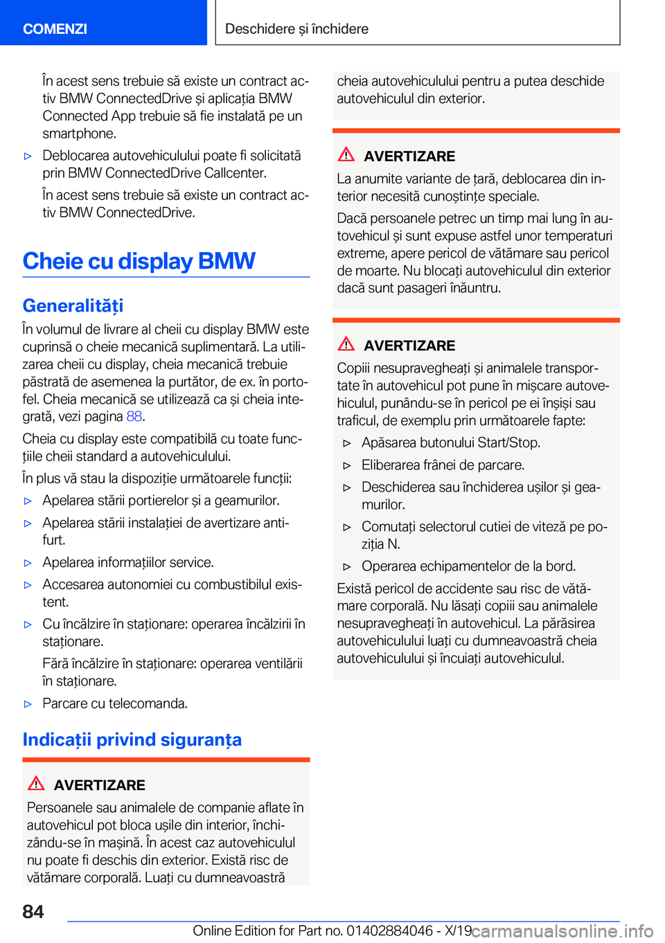 BMW 7 SERIES 2020  Ghiduri De Utilizare (in Romanian) �