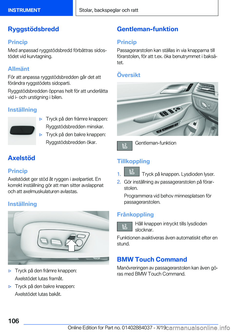 BMW 7 SERIES 2020  InstruktionsbÖcker (in Swedish) �R�y�g�g�s�t�