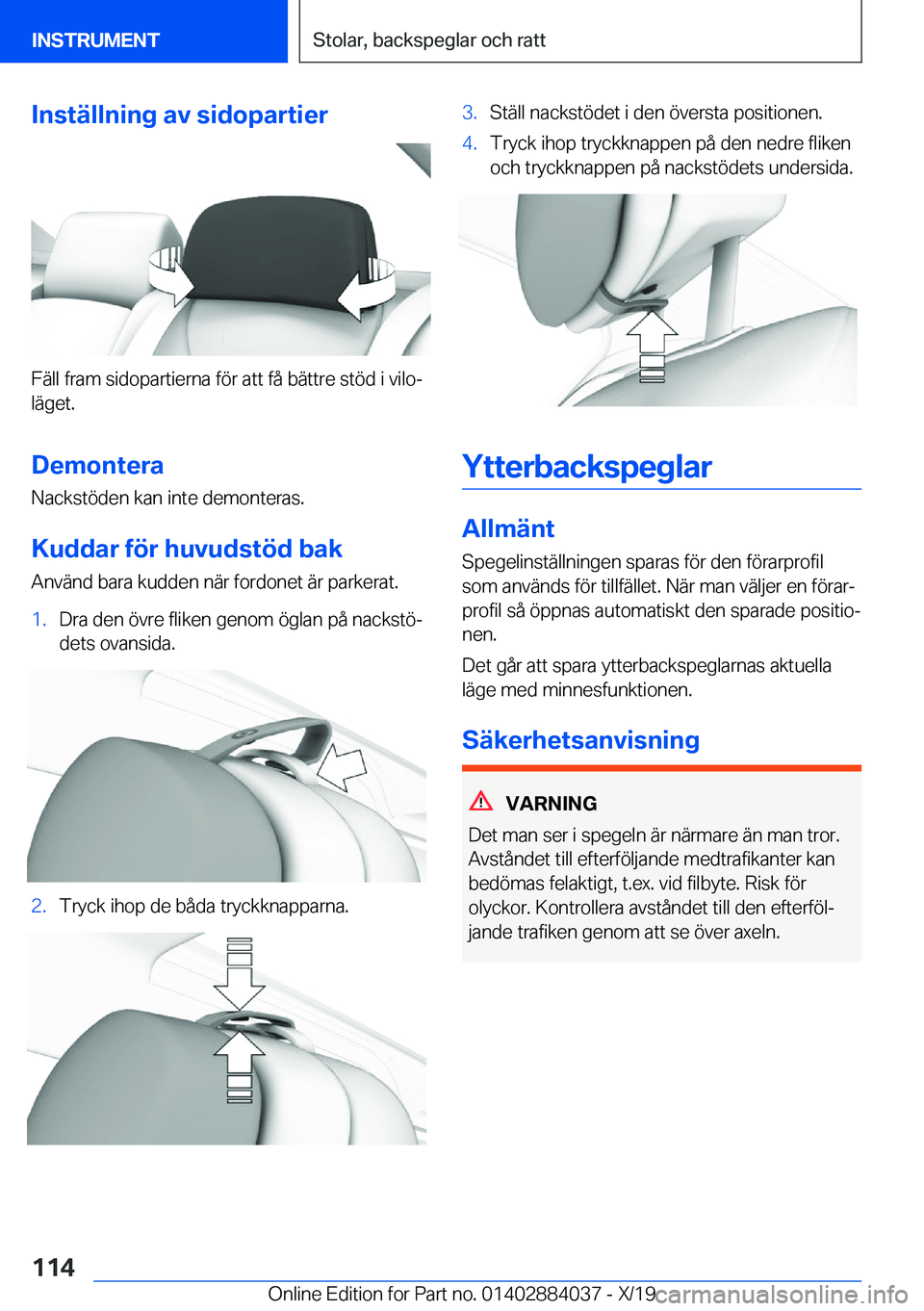 BMW 7 SERIES 2020  InstruktionsbÖcker (in Swedish) �I�n�s�t�ä�l�l�n�i�n�g��a�v��s�i�d�o�p�a�r�t�i�e�r
�F�ä�l�l��f�r�a�m��s�i�d�o�p�a�r�t�i�e�r�n�a��f�