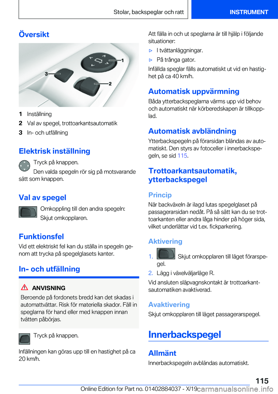 BMW 7 SERIES 2020  InstruktionsbÖcker (in Swedish) �