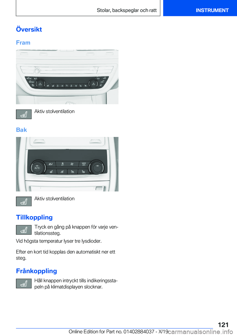 BMW 7 SERIES 2020  InstruktionsbÖcker (in Swedish) �