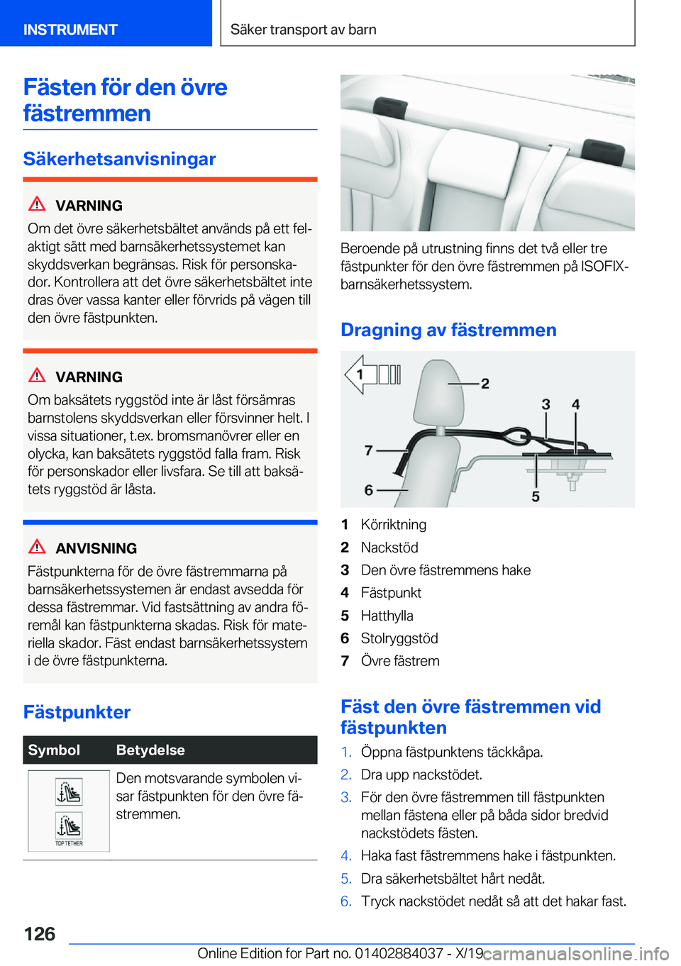 BMW 7 SERIES 2020  InstruktionsbÖcker (in Swedish) �F�ä�s�t�e�n��f�
